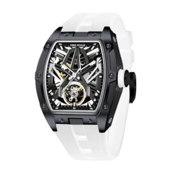 Men's Automatic Tonneau Watch - Self-Winding - Silicone Strap